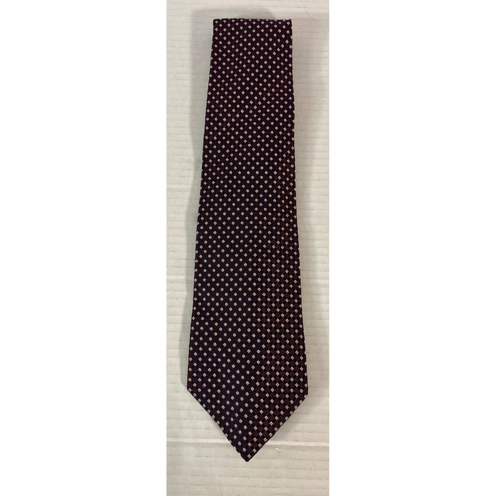Lauren Ralph Lauren Tie Mens OS Burgundy Geometric Diamond Silk Necktie